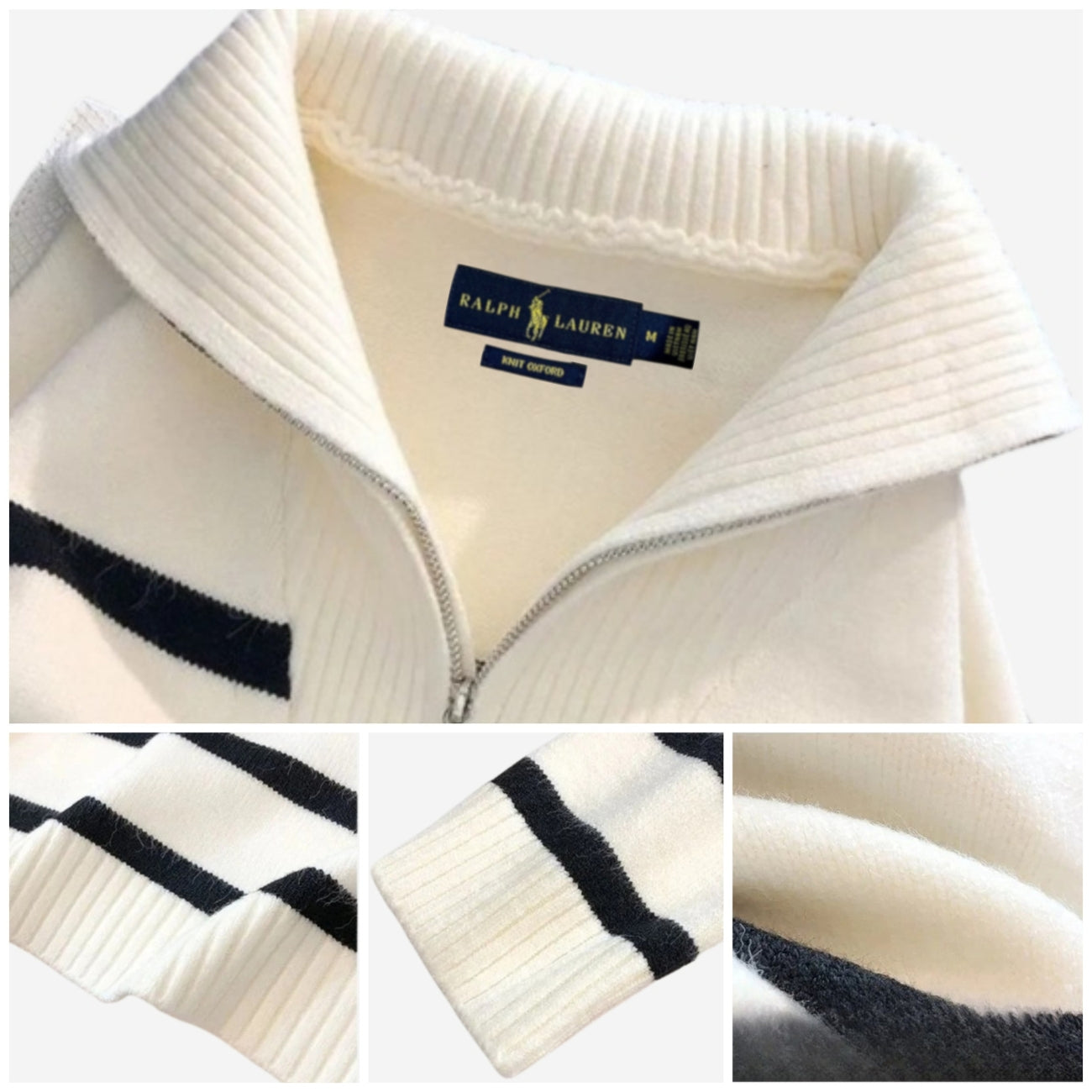 RL – Striped Quarter-Zip Sweater