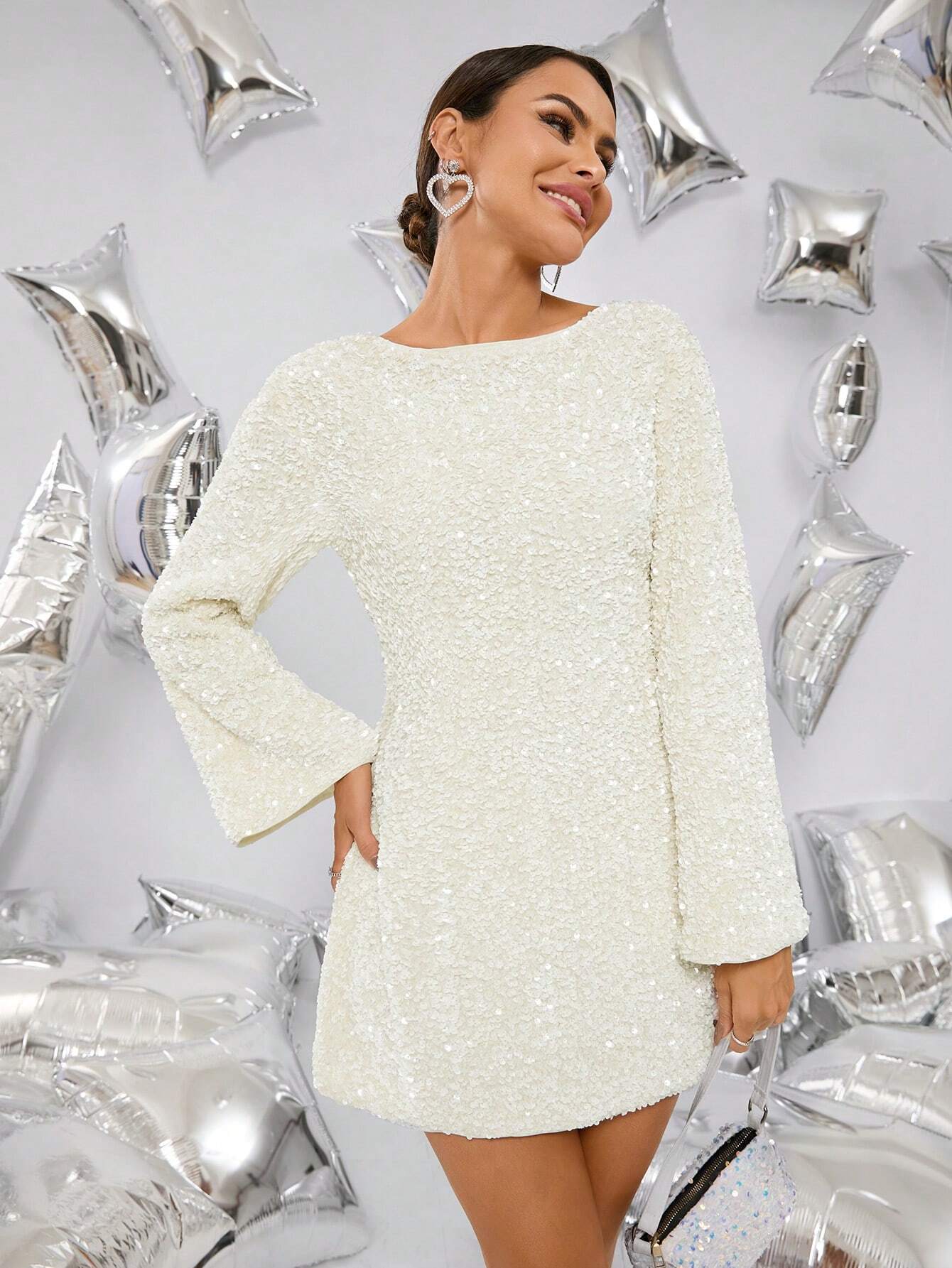 Averra™ | Bow-Back Glitter Mini Dress