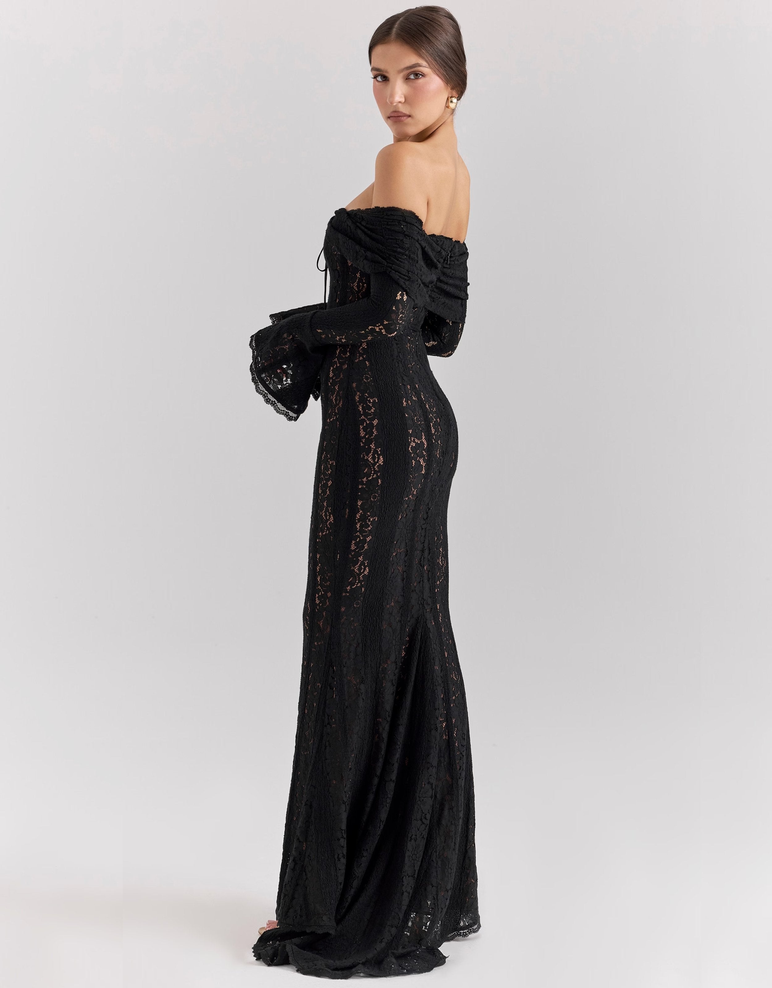 Averra™ | Lace Off Shoulder Cutout Maxi Dress