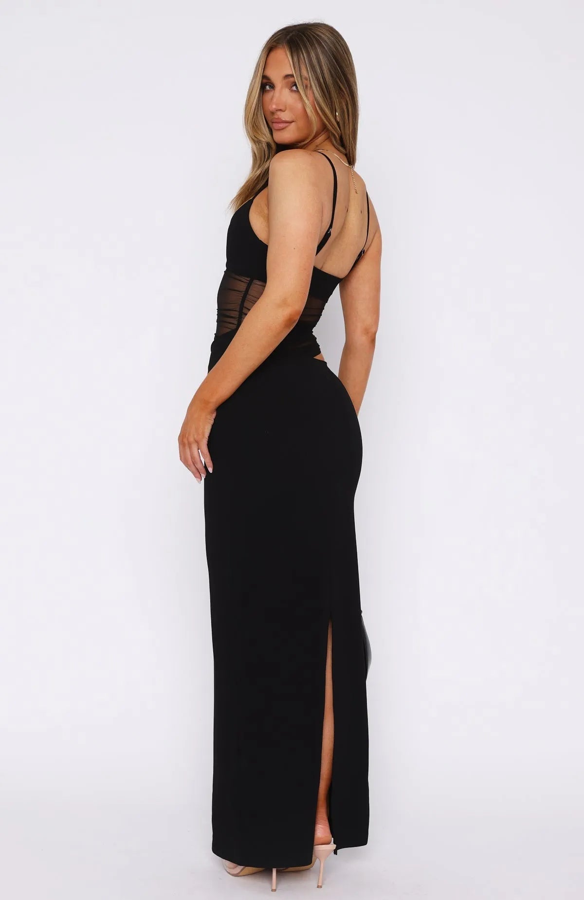 Averra™ | Sheer Panel Evening Maxi Dress