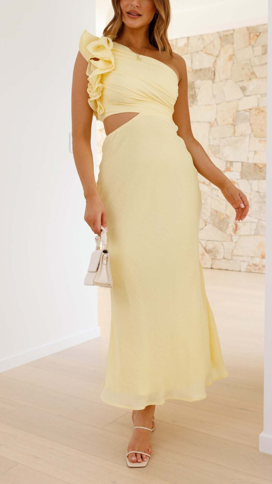 Averra™ | One-Shoulder Cutout Maxi Dress