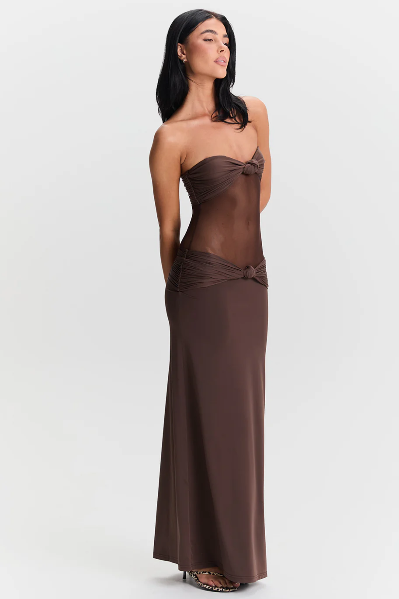 Averra™ | Strapless Maxi Dress with Sheer Twist Detail