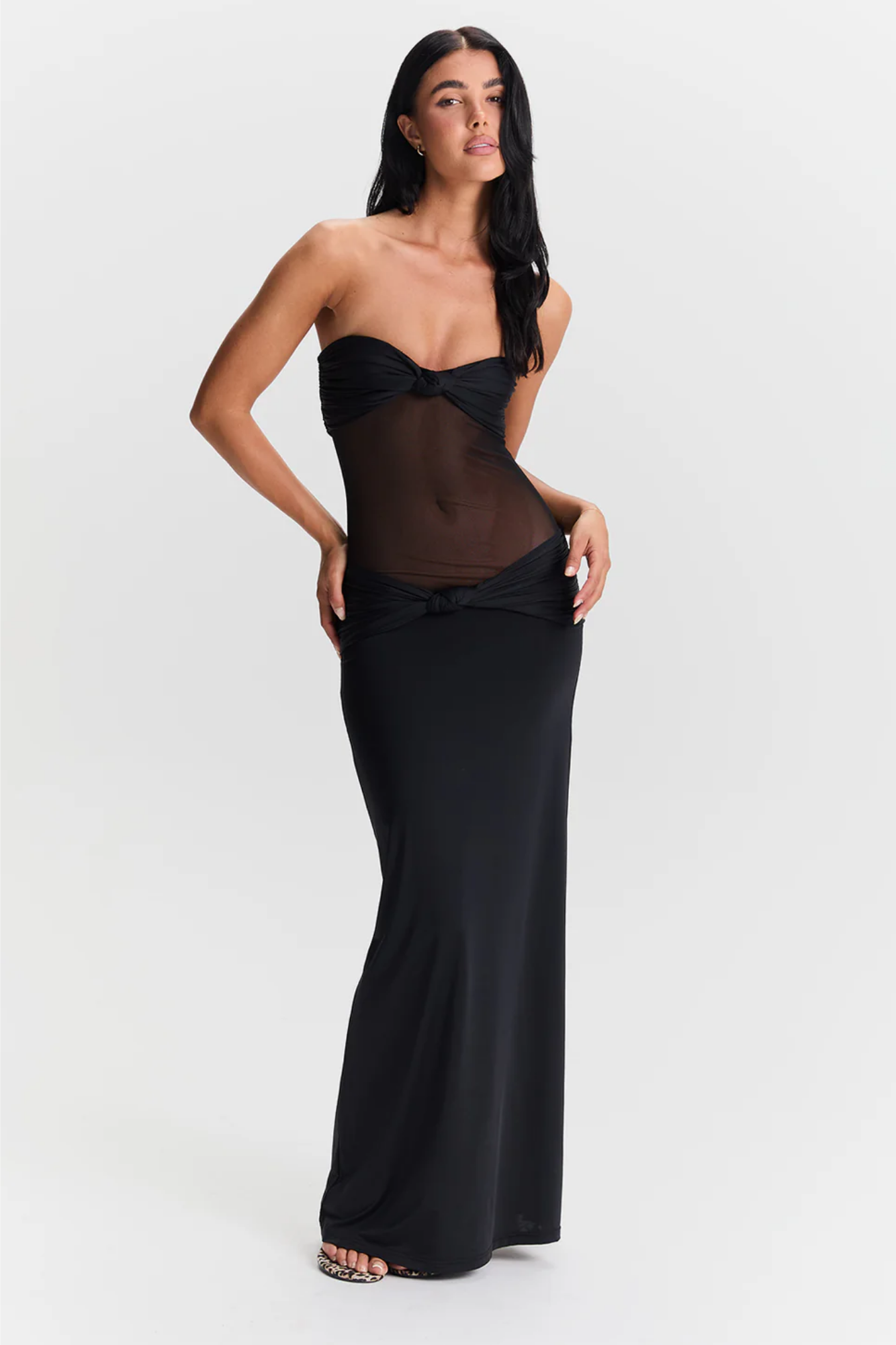 Averra™ | Strapless Maxi Dress with Sheer Twist Detail
