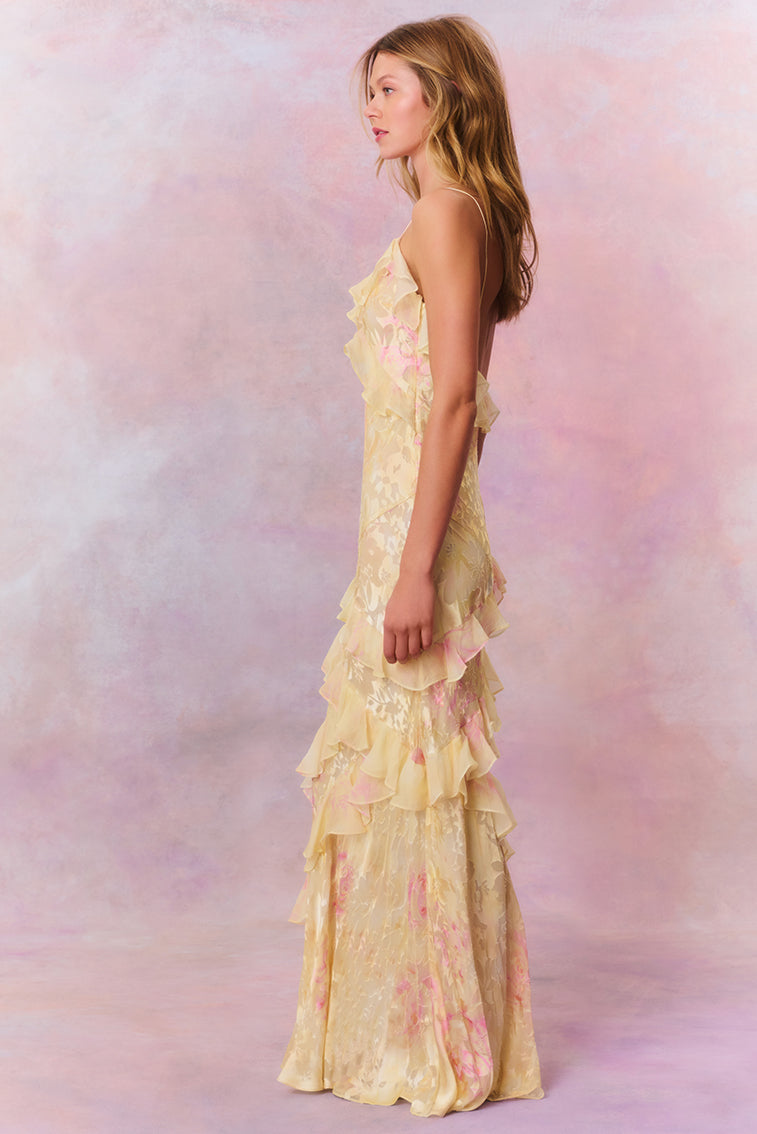 Averra™ | Pastel Ruched Layered Maxi Dress – Elegant Summer Gown