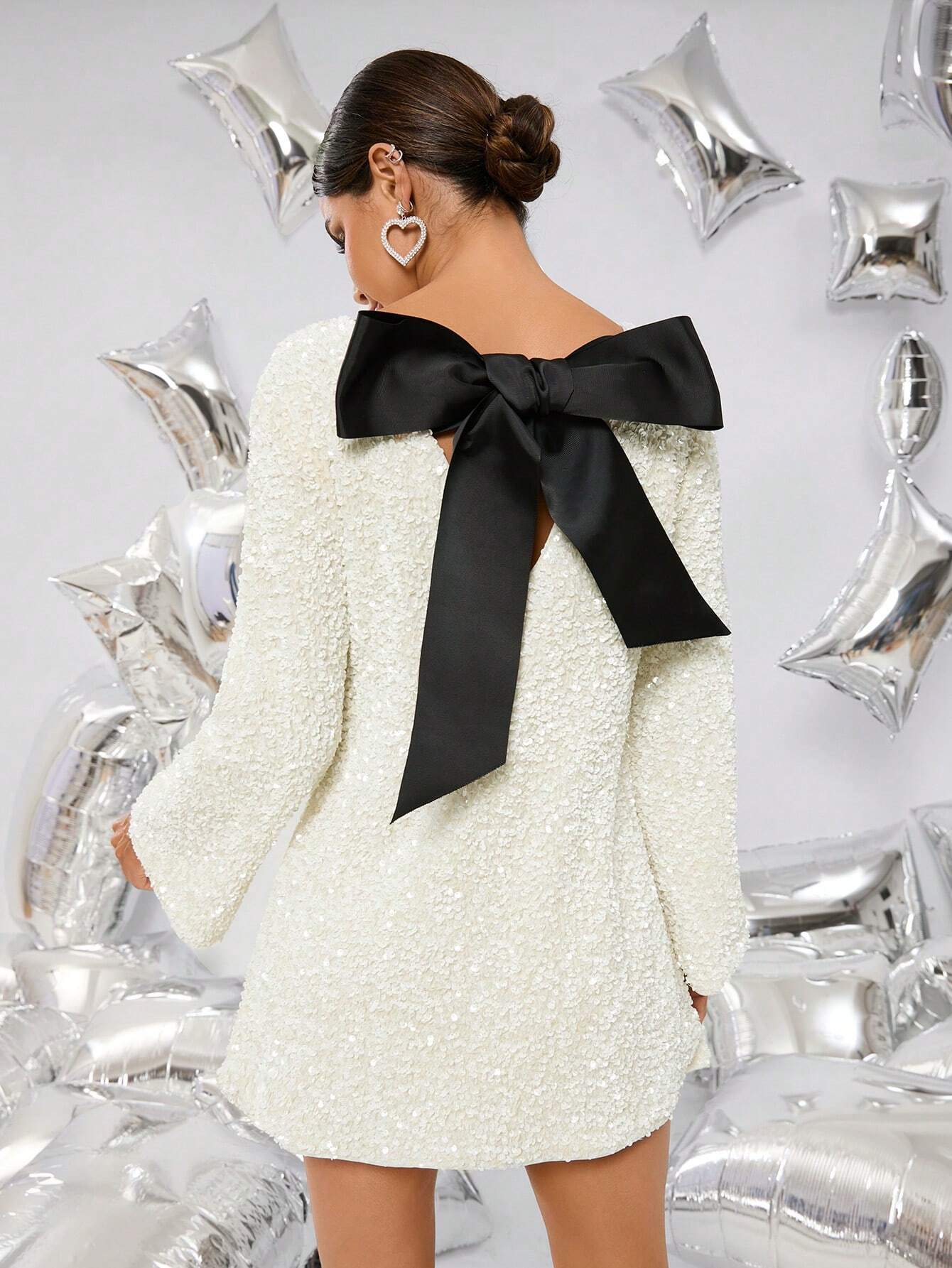 Averra™ | Bow-Back Glitter Mini Dress