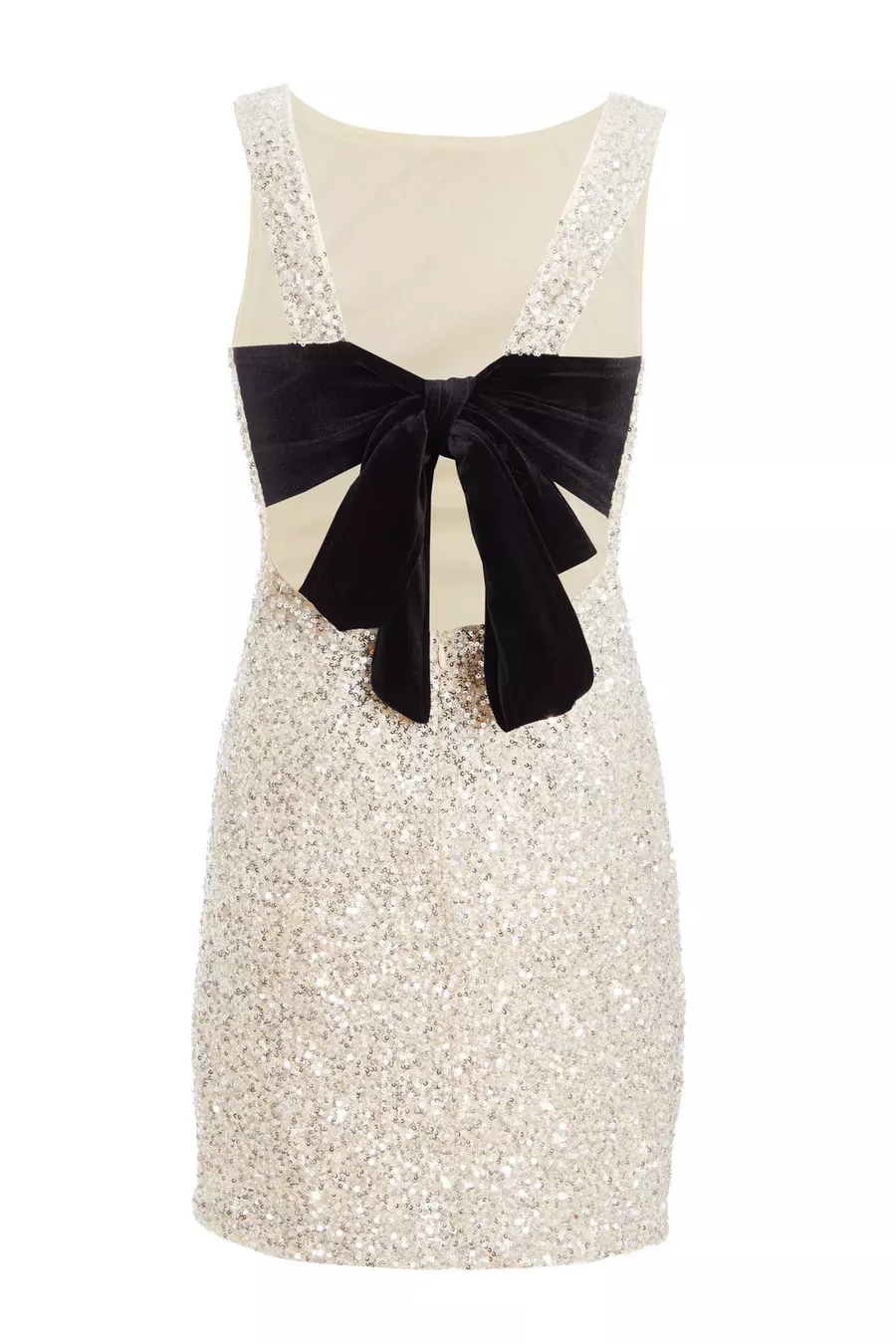 Averra™ | Silver Sequin Bow Mini Dress