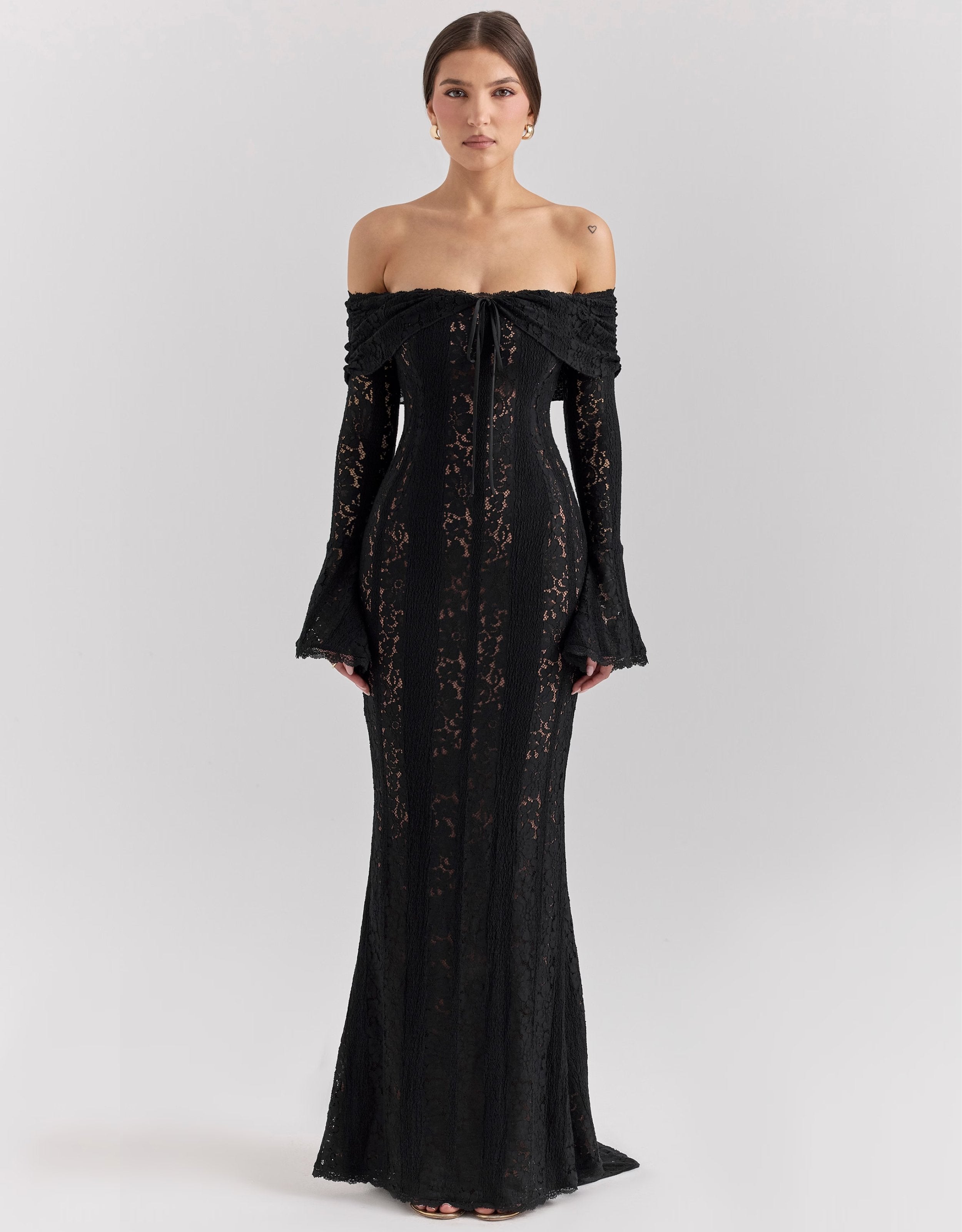 Averra™ | Lace Off Shoulder Cutout Maxi Dress