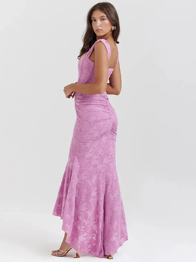 Averra™ | Elegant Pink Maxi Dress