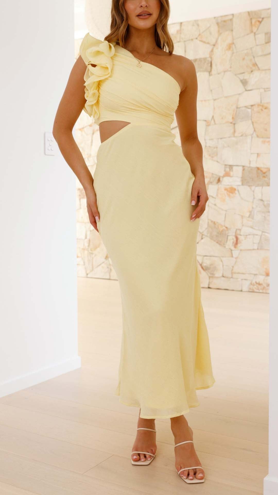 Averra™ | One-Shoulder Cutout Maxi Dress