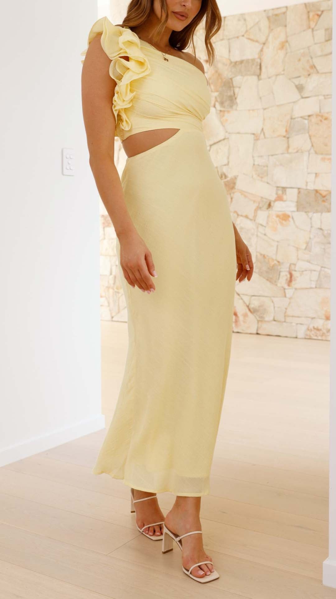 Averra™ | One-Shoulder Cutout Maxi Dress
