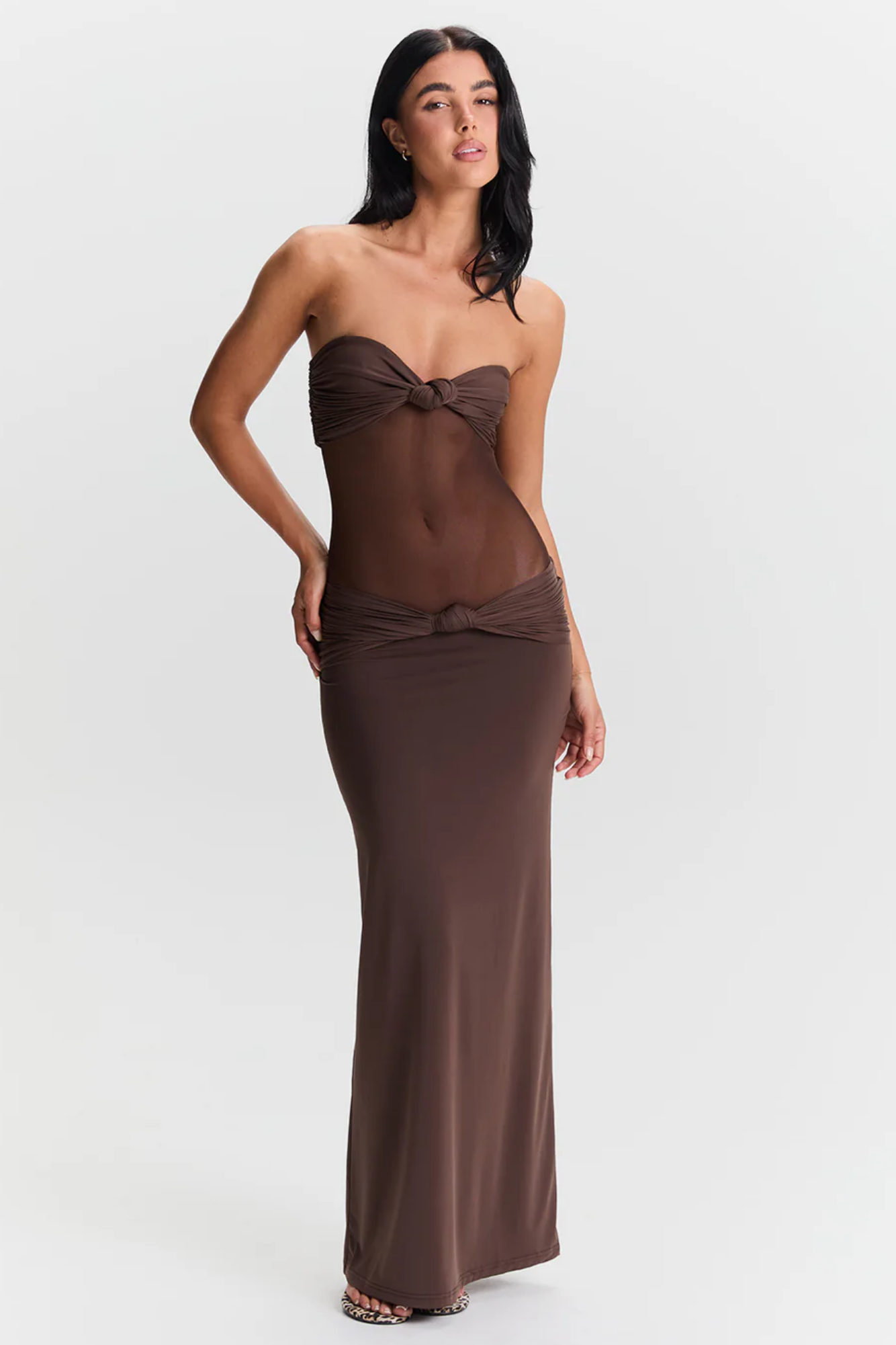 Averra™ | Strapless Maxi Dress with Sheer Twist Detail