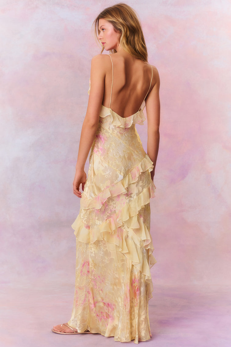 Averra™ | Pastel Ruched Layered Maxi Dress – Elegant Summer Gown