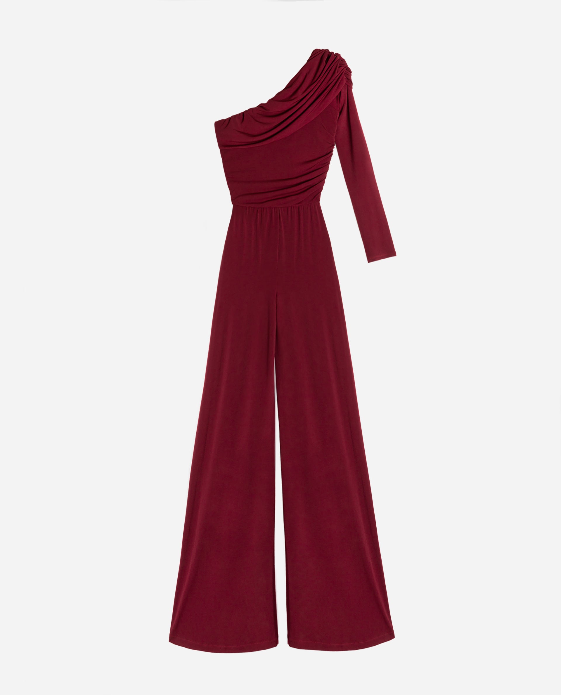 Averra™ | Burgundy One-Shoulder Jumpsuit