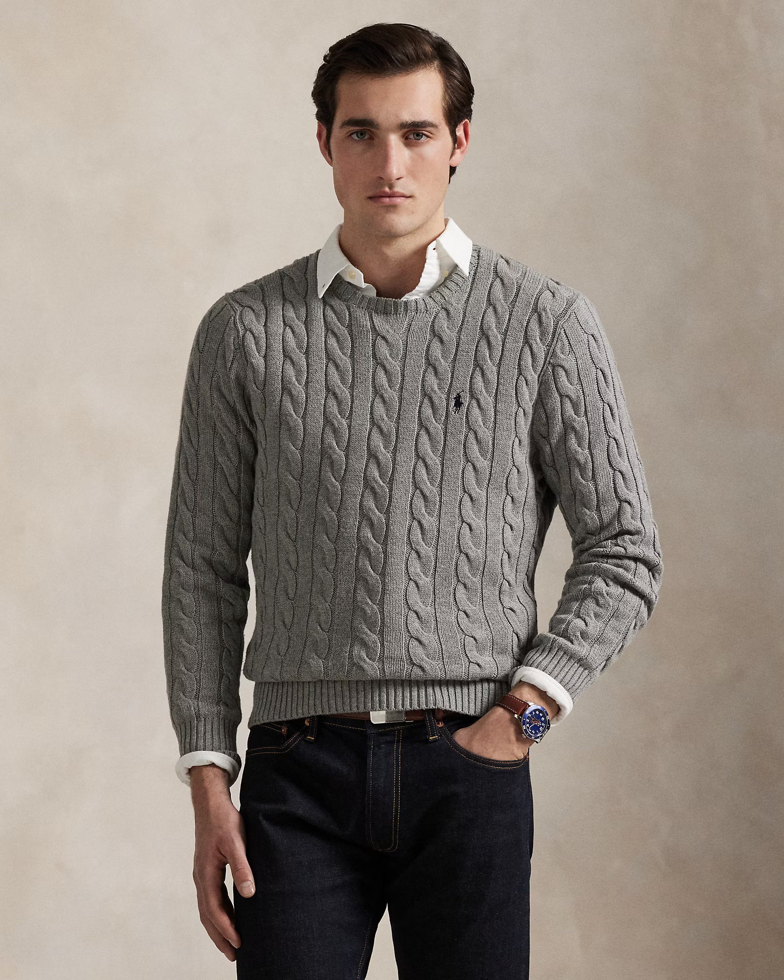 RL - Cable-Knit Cotton Jumper