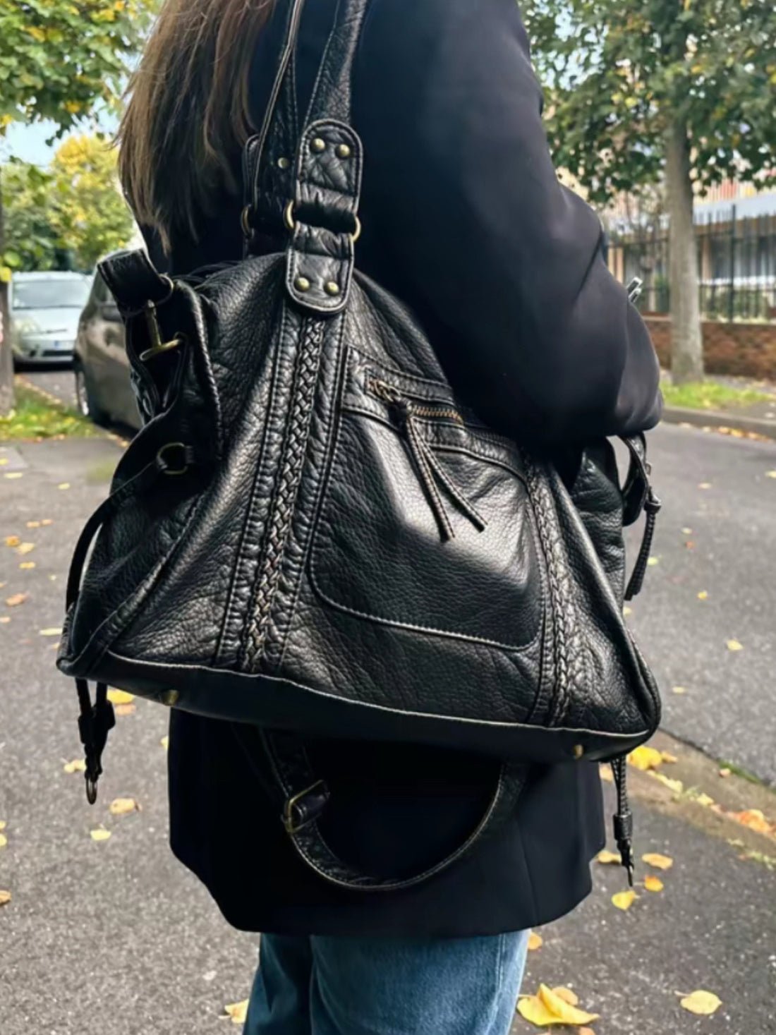 Arabell™ | Schwarze Damen Schultertasche