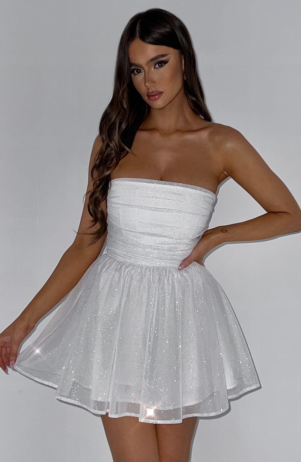 Averra™ | Ivory Sparkle Mini Dress