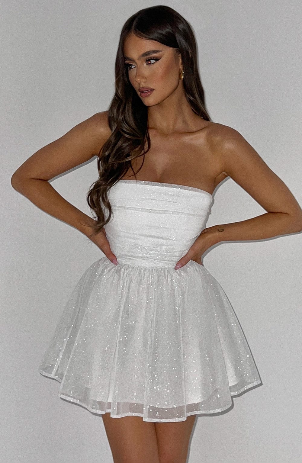 Averra™ | Ivory Sparkle Mini Dress
